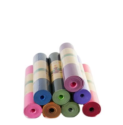 China New Private Label Simple Two-color Fitness Yoga Mat Eco-friendly Band 6mm Natural Rubber Foldable Yoga Mat for sale