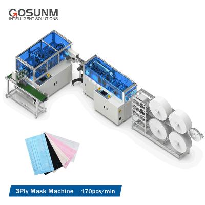 China Full Automatic Factory 1+1 Flat Ear-loop 3ply Face Mask Making Machine for sale