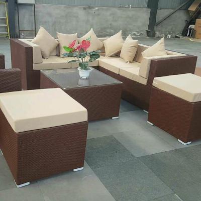 China Eco-friendly Modern Cheap Outdoor Wicker Sofa Set PE Rattan Sofa Set Rattan Table for sale