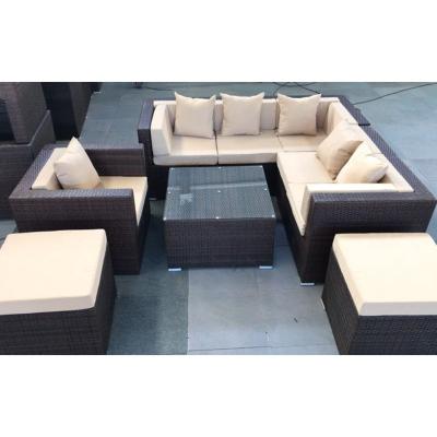 China Wholesale Custom Garden Sofa Project Plastic Outdoor Synthetic Rattan Sofa Set for sale