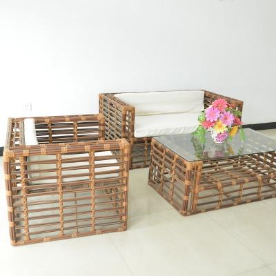 China Modern Weave Rattan Garden Furniture Wicker Conservatory Set Dark Brown Sofa Set for sale