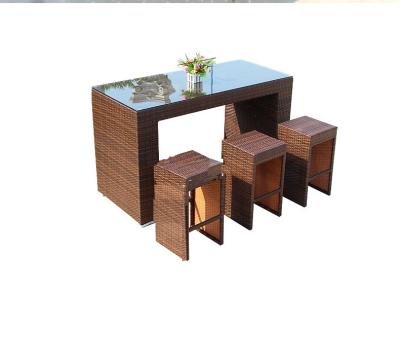 China Modern Rattan Furniture Indoor And Outdoor Bar Coffee Tables And Chairs for sale