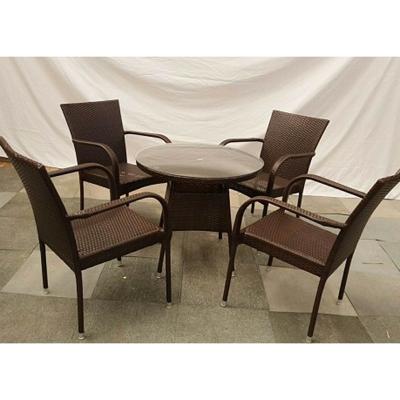 China Modern Outdoor Dining Set Rattan Set PE Wicker Garden Chairs Cheap Furniture Restaurant Tables Chairs for sale