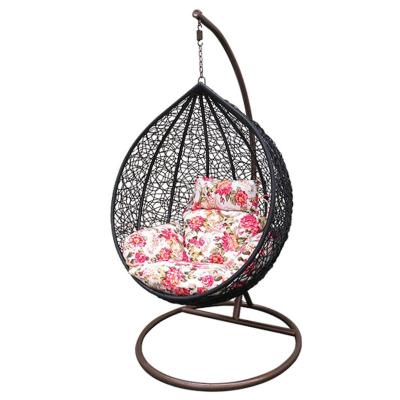 China Black Patio Eco - Friendly Metal Egg Shape Leisure Hanging Swing Chair for sale