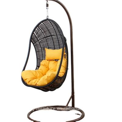 China Waterproof Outdoor Wicker Synthetic Swing Hanging Basket Swing Chair for sale