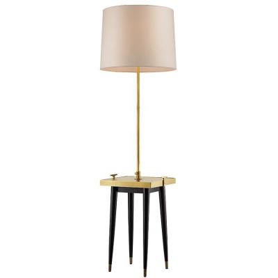 China EUROPEAN Modern Led Floor Light Living Room Decorative Brass Corner Floor Lamps Standing Wooden Stand Floor Lamp for sale