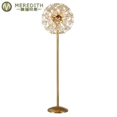 China Meredith Modern living room for the hotel Nordic study luxury crystal brass floor lamp floor lamp for sale