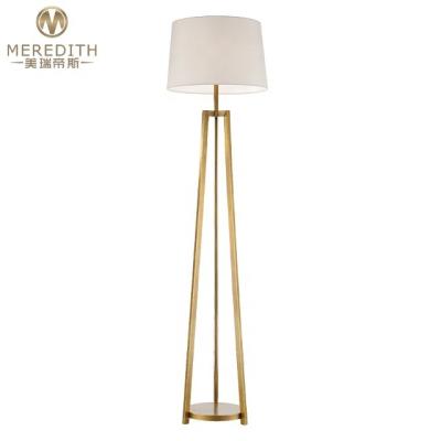 China Nordic Modern Decorative Design With Brass Canvas Gold Shade Corner Floor Lamps Standing Vintage Floor Lamp for sale