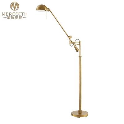 China Meredith Modern Adjustable Swing Arm Solid Brass Floor Lamp for sale