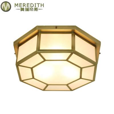 China Bedroom Modern Flush Mount Ceiling Lamp Luxury Brass Hotel Ceiling Lamp for sale