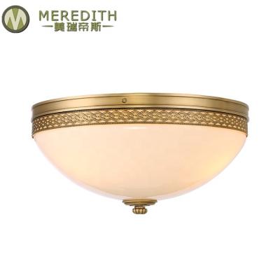 China EUROPEAN Lighting Glass Brass Ceiling Lamp Modern Dimmable Bedroom Decoration Lamp for sale