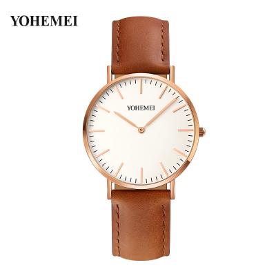 China Fashion Water Resistant Couple Watches Fashionable Leather Strap Quartz Simple Watch Waterproof Girls Light Up Luxury Wristwatches for sale