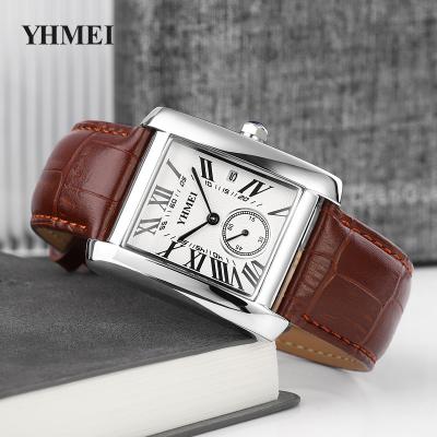 China Hot Luxury Water Resistant Men's Business Watches Waterproof Leather Strap Quartz Watches Square Watches Simple Style Factory Direct Sales for sale