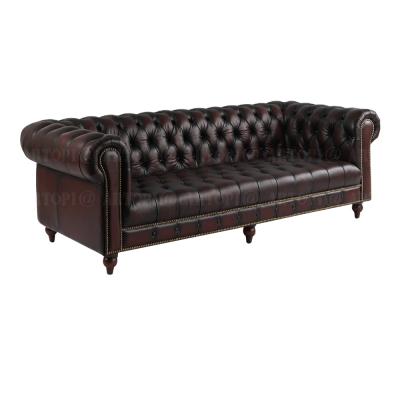 China Vintage Antique Chesterfield Furniture Leather Tufted Sofa Furniture Tufted Sofas Living Room Furniture Sofa Set for sale