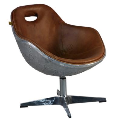 China Coffee bar leather nail skin aluminum style computer chair office leather swivel chair retro chair leather industrial personality for sale