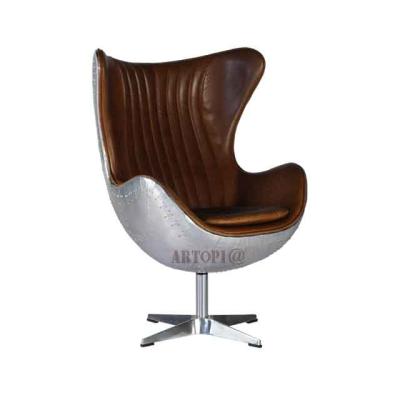 China Wholesale Customized Leather Egg Leather Aluminum Chair Home Design Furniture Industrial Vintage Leisure for sale