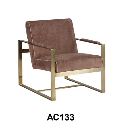 China Modern Light Luxury Metal Armrest Fabric Art Metal Armchair Living Room Furniture Chair Meeting Single Guestroom Reception Armchair for sale