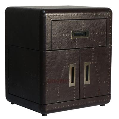 China Small Black Leather Living Room Vintage Side Cabinet can be customized for sale