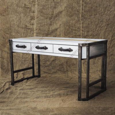 China Leahther Industrial Vintage Aluminum Company Furniture Top Grain Leather Desk Table for sale