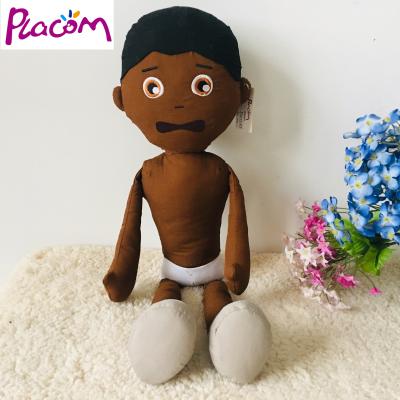 China 2019 Custom Simple Gift New Arrival Fabric Stuffed African Kids Plush Black Boy Dolls for sale