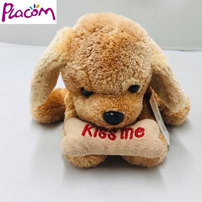 China Promotional Gifts Wholesale Custom Lovely Plush Toys Lying Dog With Bone Stuffed Dog for sale