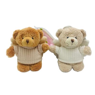 China China Supplier 9CM Eco-friendly Custom Cute Angel Teddy Bear Plush Toys Stuffed Soft Bear With Unique Wings Design for sale