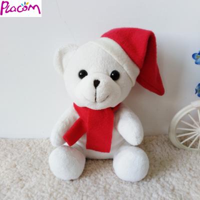 China Custom Christmas Day Decoration Xmas Day Gifts Plush Polar Bear With Stuffed Red Hat And Scarf To Support Soft Toys for sale