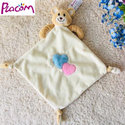 China Factory Wholesale Custom Eco-Friendly Plush Baby Comforter Stuffed Towel With Head Bear Baby Gifts EN71 for sale