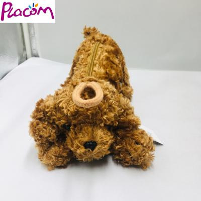 China Promotional Gifts Plush Dog Pencil Bag Plush Dog Pen Case Toy Dog Stuffed Bag For Students for sale