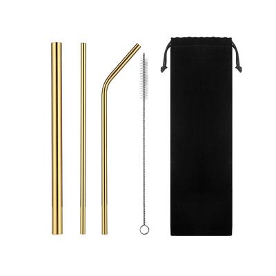 China Sustainable Custom Eco - Friendly Colorful Stainless Steel Drinking Straws Metal Straws Set for sale