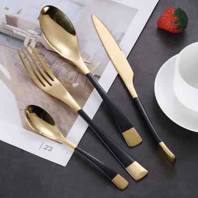 China New KAYA Flatware Sets, Viable Knife Spoon and Fork Set Black White Stainless Steel and Gold Cutlery for sale