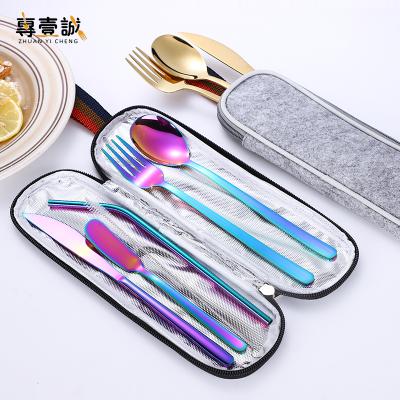 China Viable Portable Cutlery Set Straw Spoon Fork Knife Stainless Steel Cutlery Set Travel Cutlery for sale