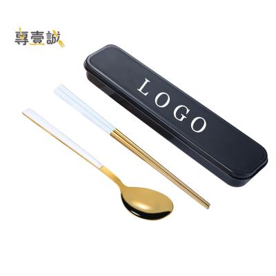 China Travel Sustainable Korean Flatware Set Stainless Steel ABS Plastic Handle Portable Cutlery Set With Case for sale