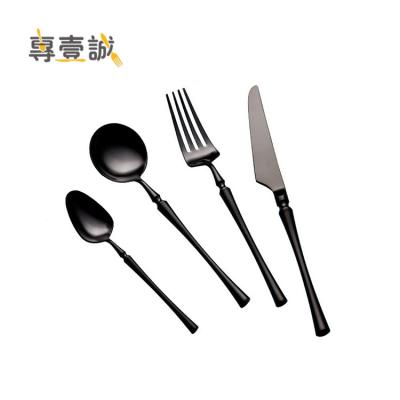 China Viable Canton Tower Handle High Quality Black Coating Stainless Steel Cutlery Set for sale