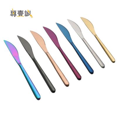 China Viable rainbow metal spoon knife set cutlery pvd coating color plated stainless steel included table knife for sale