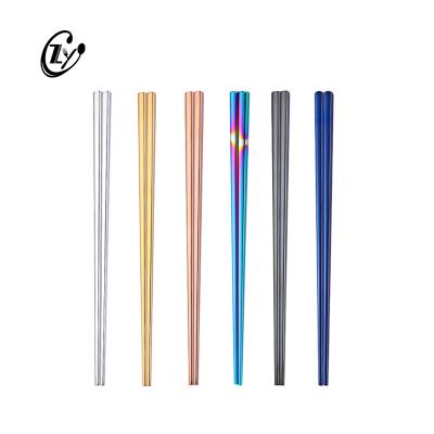 China Sustainable Reusable 304 Stainless Steel Chopsticks Food Grade Metal Japanese Korean Flat Chopsticks for sale