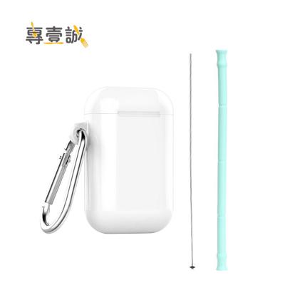 China Sustainable Portable Reusable Eco Friendly Collapsible Collapsible Silicone Straws With Case for sale