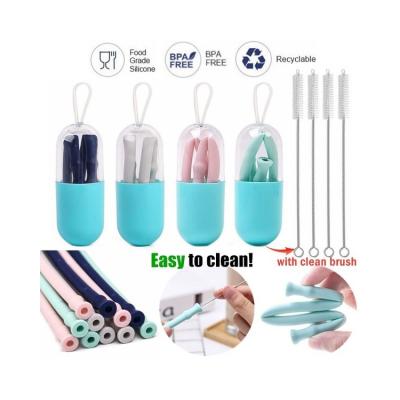 China High Quality Viable Silicone Straw Portable Flexible Tube Pipet Silicone Boxed Straw for sale