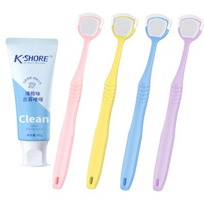 China Wholesale Private Label KSHORE Portable Tongue Remover Scolde Cream Tongue Gel Silicone Tongue Scraper Clean Cleaning Brush for sale