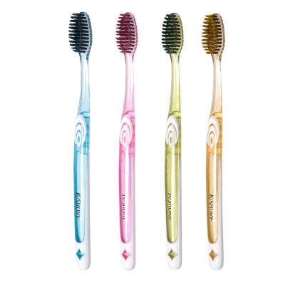 China New Arrival Soft Volcanic Carbon Bristle No.745 Flexible Carbon Bristles Reduce Tip Toothbrush To Couple Adult Toothbrush for sale