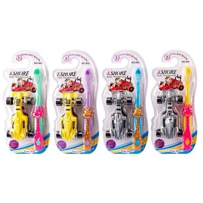 China Toothbrush With Toy Gift KSHORE 602 Formula Car Toy With Soft Cartoon Giraffe Toothbrush Children Toothbrush for sale