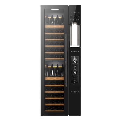 China LED light built in 64 bottles wine cooler+wine dispenser+Wine disinfection glass cooler for sale