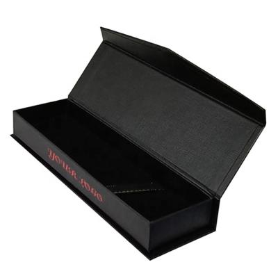 China Recyclable Wholesale Custom Black Paper Packing Gift Box Luxury Magnetic Folding Glossy UV Coating Logo for sale