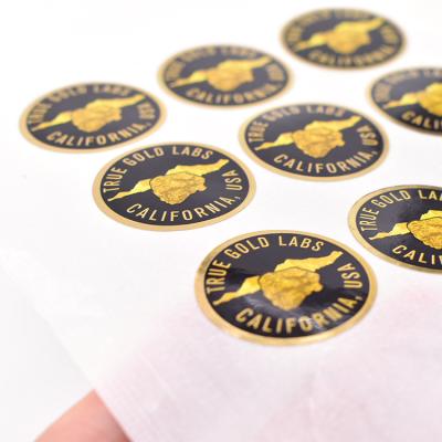 China Cartoon Sticker Custom Logo Round Waterproof Stickers Label With Gold Foil for sale