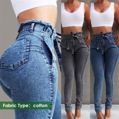 China Women Ripped Denim Jeans With Great Price Fade Proof New Design More Color Waist Jeans Jeans for sale