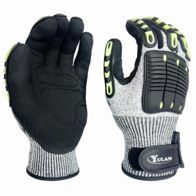 China Yulan M103 Sandy Nitrile Oilfield Coated Anti Smash Anti Slip Cut Resistant TPR Impact Gloves Mechanic Glove for sale