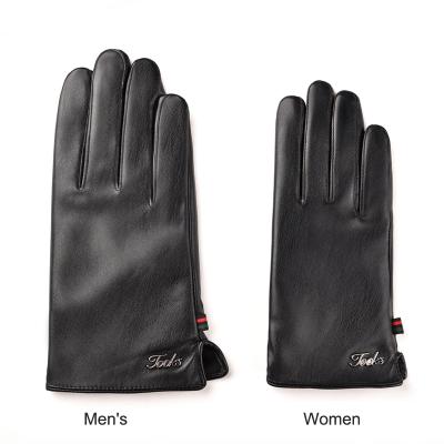 China Simple Lovers Gloves , Mens / Womens Winter Black Leather Glove for sale