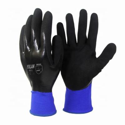 China YULAN DN111 Anti-Slip Nitrile Outside Material And Working Coated Nitrile Gloves The Board And Cure Accumulation for sale