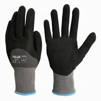 China Ease Yulan DN103 15 3/4 Gauge Nylon Spandex Nitrile Dipping Sandy Finish Gloves for sale