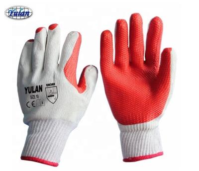 China Hand Protection Yulan DR21 Cotton Rubber Coated Glove Red Color for sale